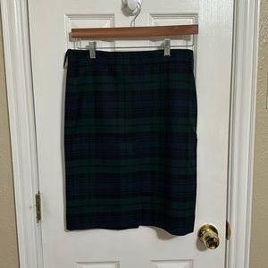 J.Crew Navy, Green, & Black Plaid Pencil Skirt